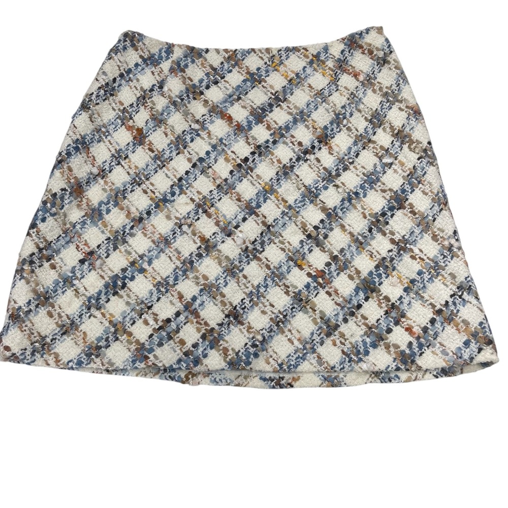 Talbots Petites Plaid Boucle Tweed Mini Skirt Italian Fabric Size 12P Multicolor